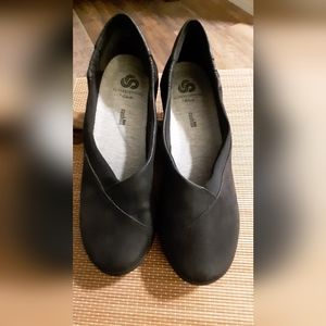 Womens Clarks Black Cloudsteppers Wedge Soft Cushion Size 7.5M